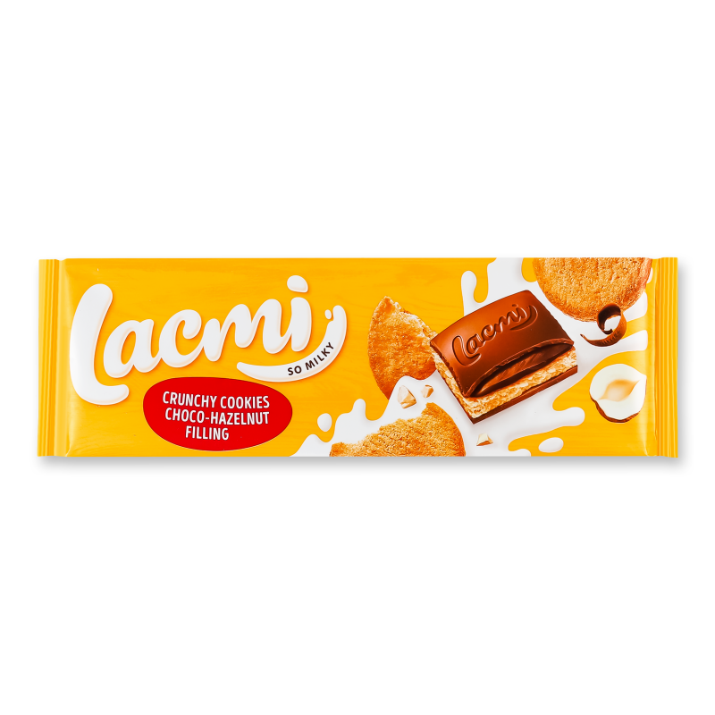 Шоколад Lacmi молочний з шоколадно-горіховою начинкою та печивом 265гRoshen