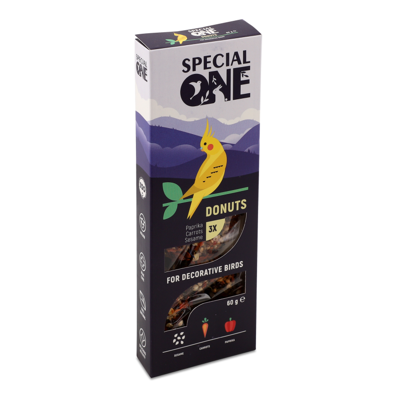 Ласощі д/декоративних птахів Пончики Паприка морква кунжут 60г Спешл Ван