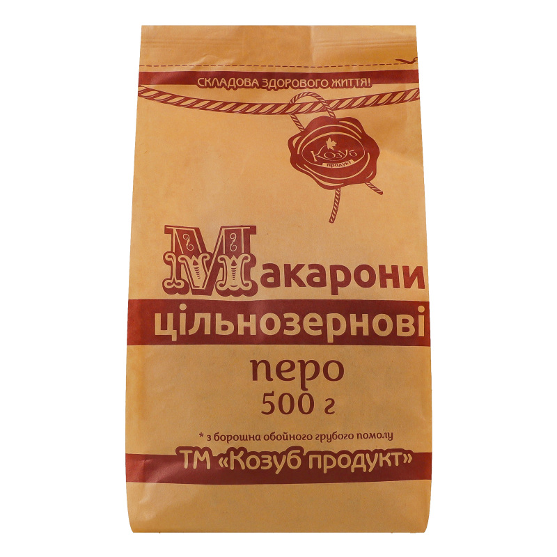 Вироби макаронні цільнозернові трубчасті Перо Козуб продукт м/у