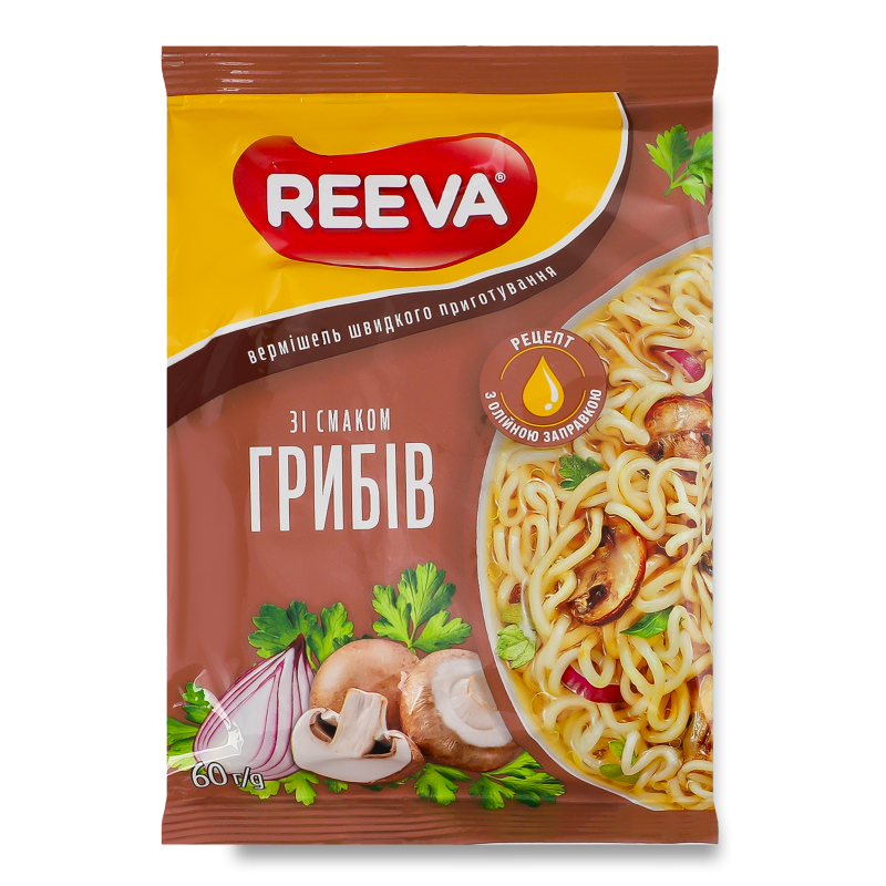 Вермішель швидкого приготування з смаком грибів 60г Reeva