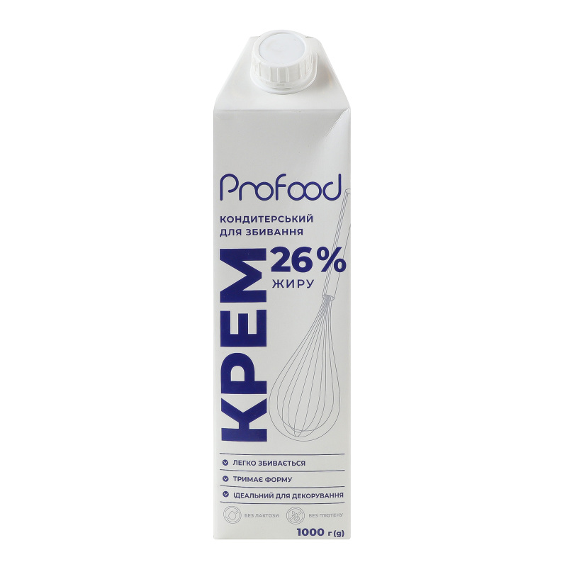 Крем кондитерський 26% ультрапастеризований для збивання ProFood т