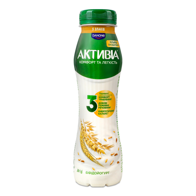Біфідойогурт питний з наповнювачем 5злаків 1,2% 260г пет Активіа