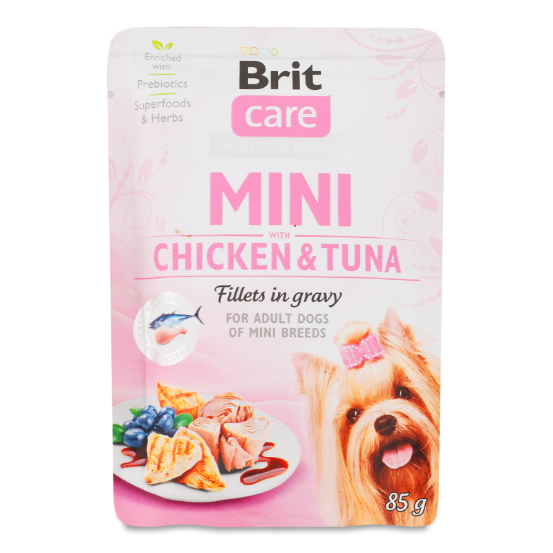 Корм д/собак малих порід з філе курки та тунця в соусі 85г пауч Бріт Кеа