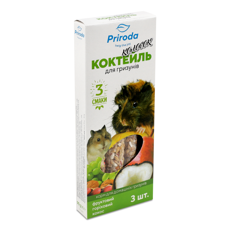 Ласощі д/гризунів Колосок Коктейль Фрукти-горіхи-кокос 3*30г Природа