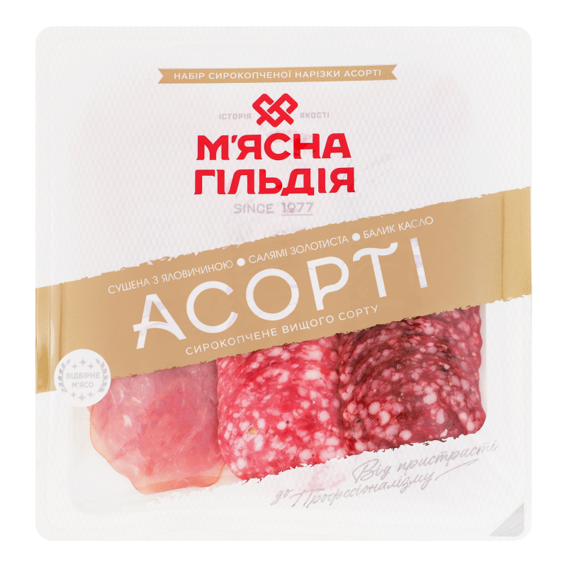 Набір нарізки Асорті М'ясна Гільдія с/к в/с лоток