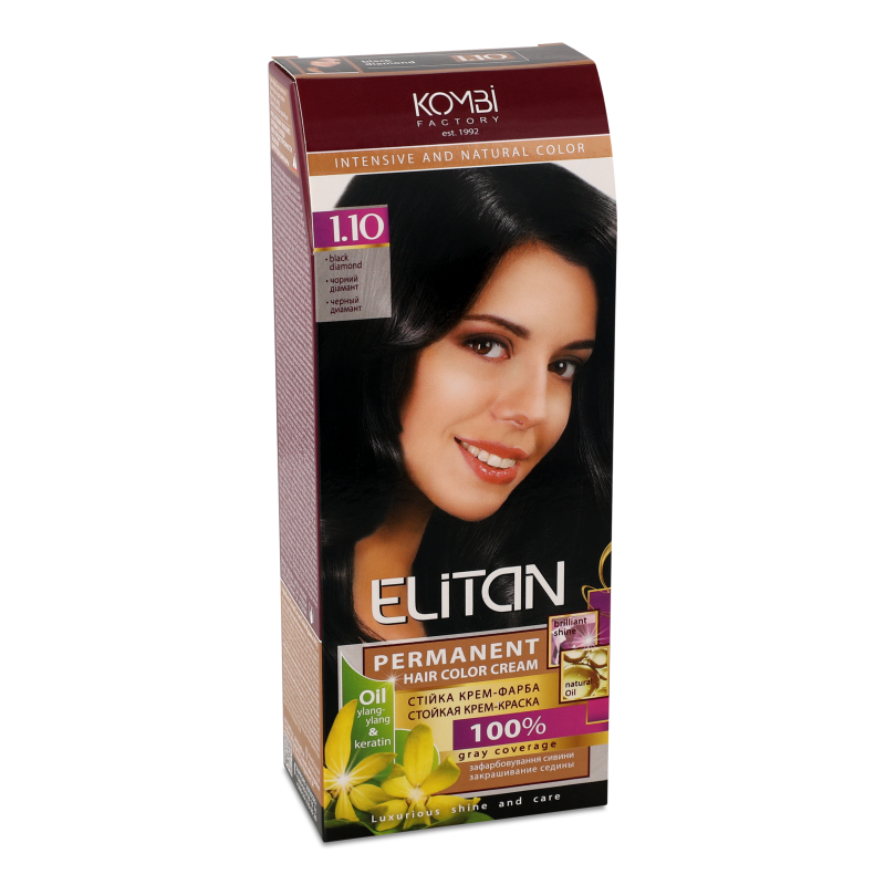 Крем-фарба д/волосся 1.10 чорний діамант Elitan