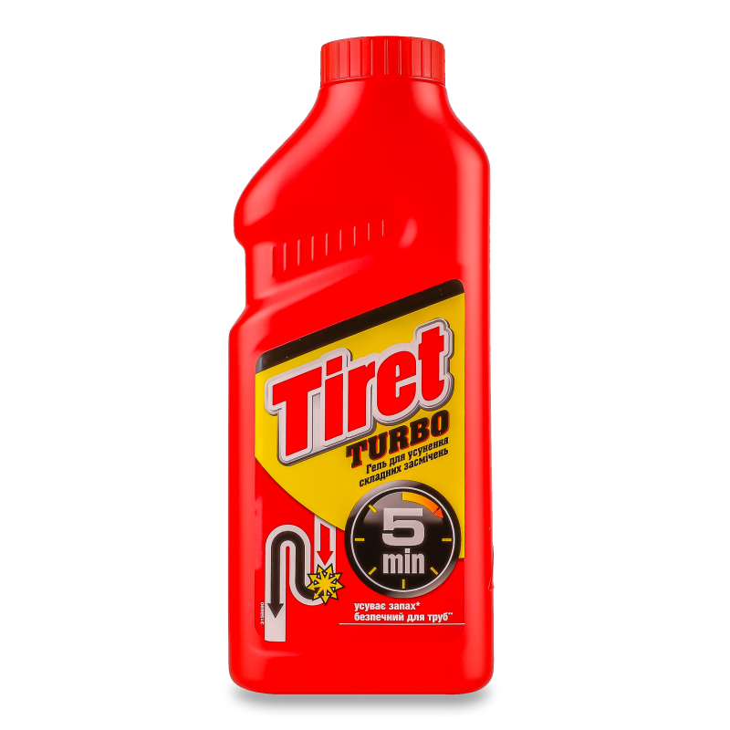 Гель д/чистки водостоку Турбо 500мл Тірет