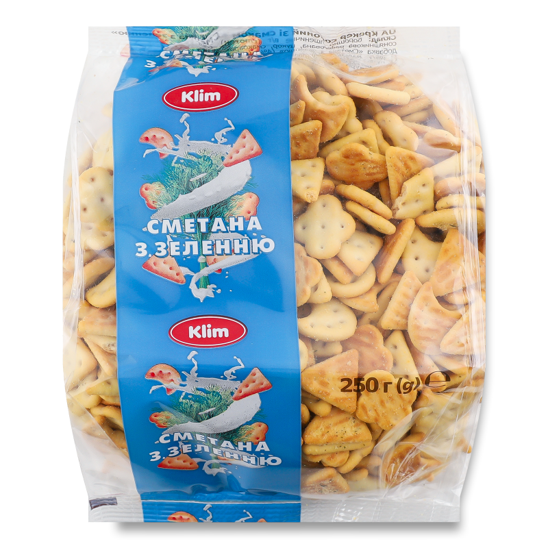 Крекер солоний з смаком Сметана з зеленню 250г Klim