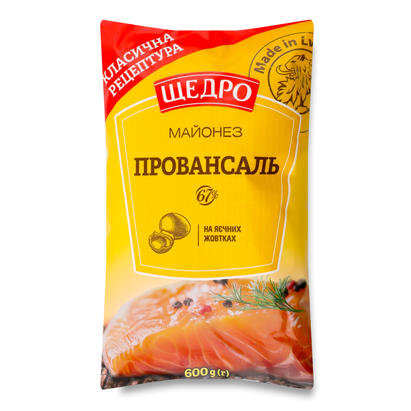 Майонез Провансаль на яєчних жовтках 67% 600г д/п Щедро
