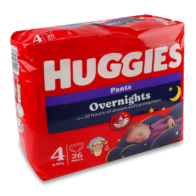 Підгузники-трусики Overnights 4 9-14кг 26шт Huggies