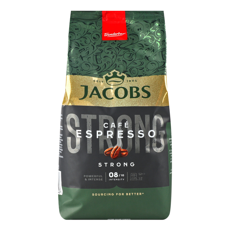 Кава натуральна смажена в зернах Strong Espresso Jacobs м/у 500г