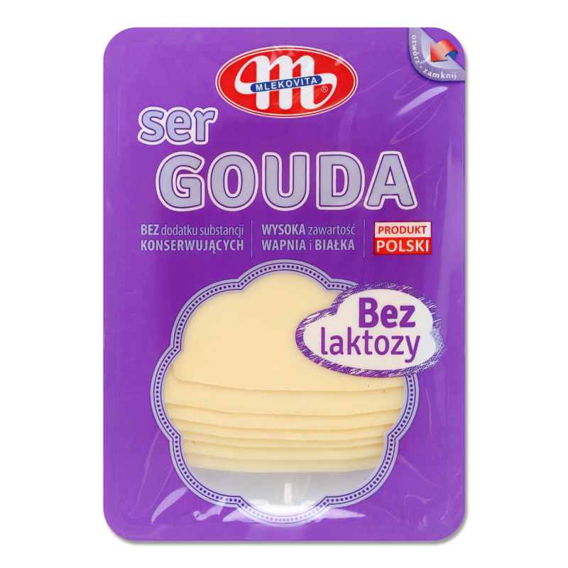 Сир Гауда безлактозний 26% нарізка 150г Mlekovita