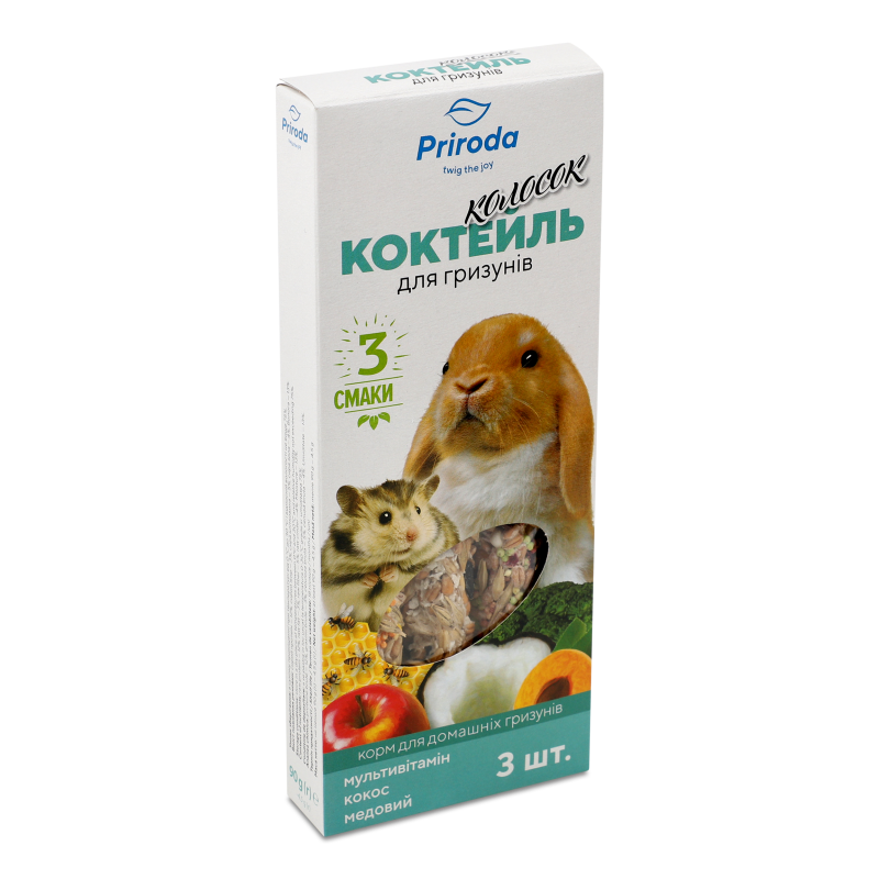 Ласощі д/гризунів Колосок Коктейль Мультивітамін-кокос-мед 3*30г Природа