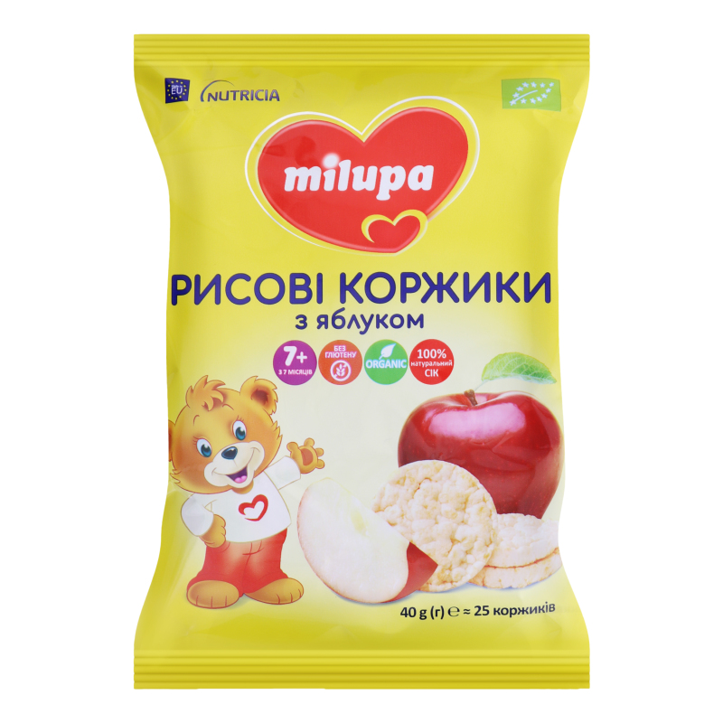 Коржики для дітей від 7міс рисові з яблуком Milupa м/у