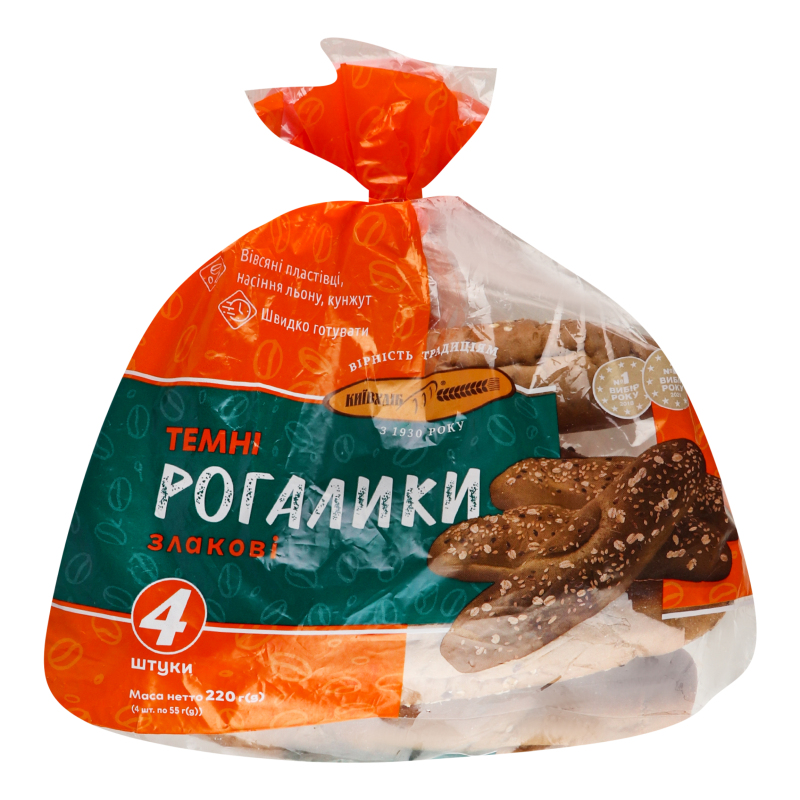Рогалики темні злакові Київхліб м/у 4х
