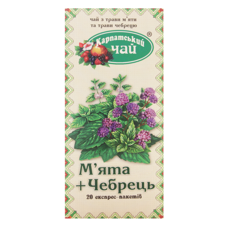 Чай Мята+Тимьян Карпатський чай к/у 20х1.35г Карпатський чай ...