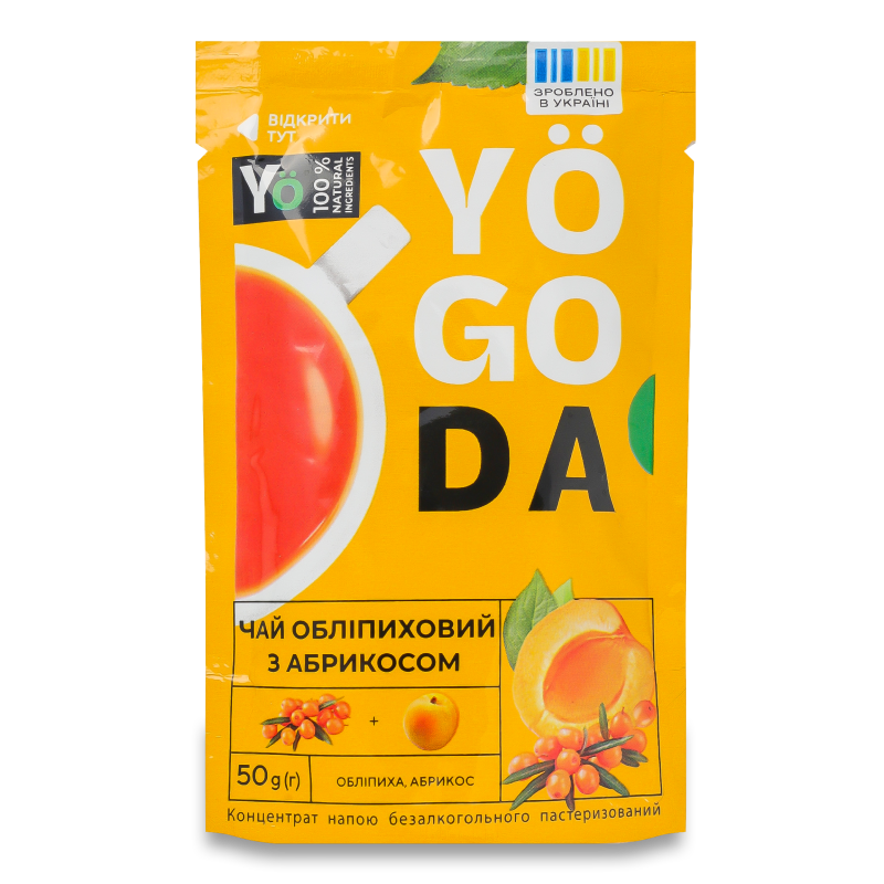 Концентрат напою б/а Чай обліпиховий з абрикосом 50г саше Yogoda
