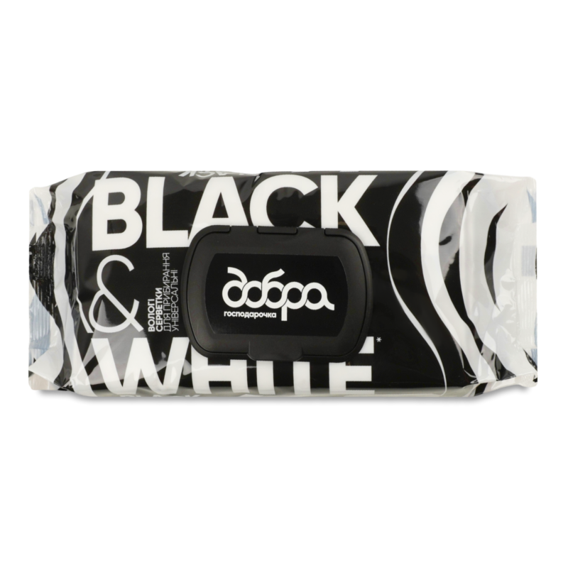 Серветки вологі д/прибирання Black&White універсальні 64шт з клапаном Добра господарочка