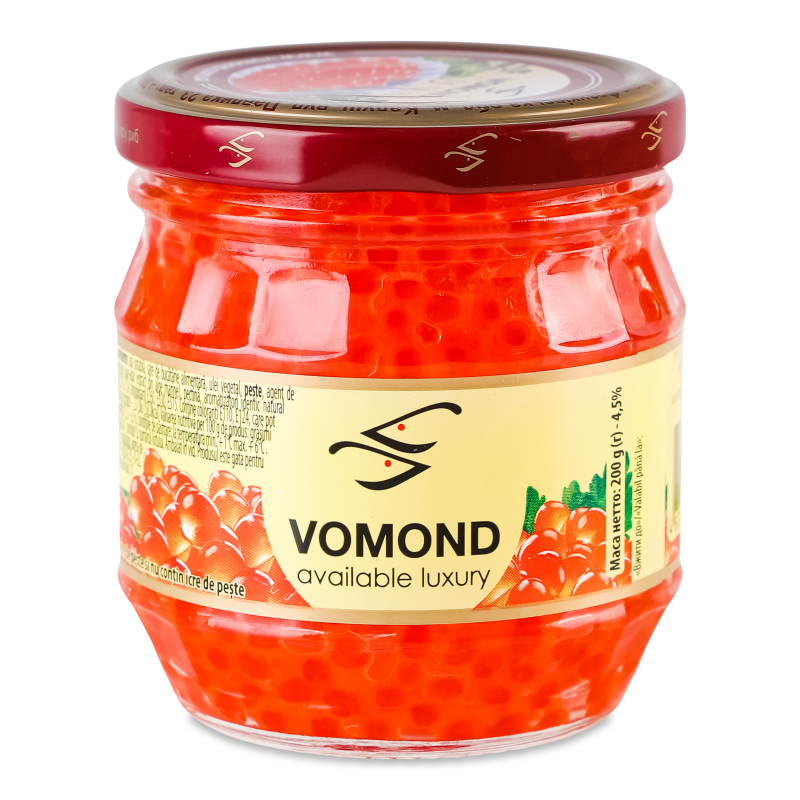 Ікра білкова червона зерниста 200г скло Vomond