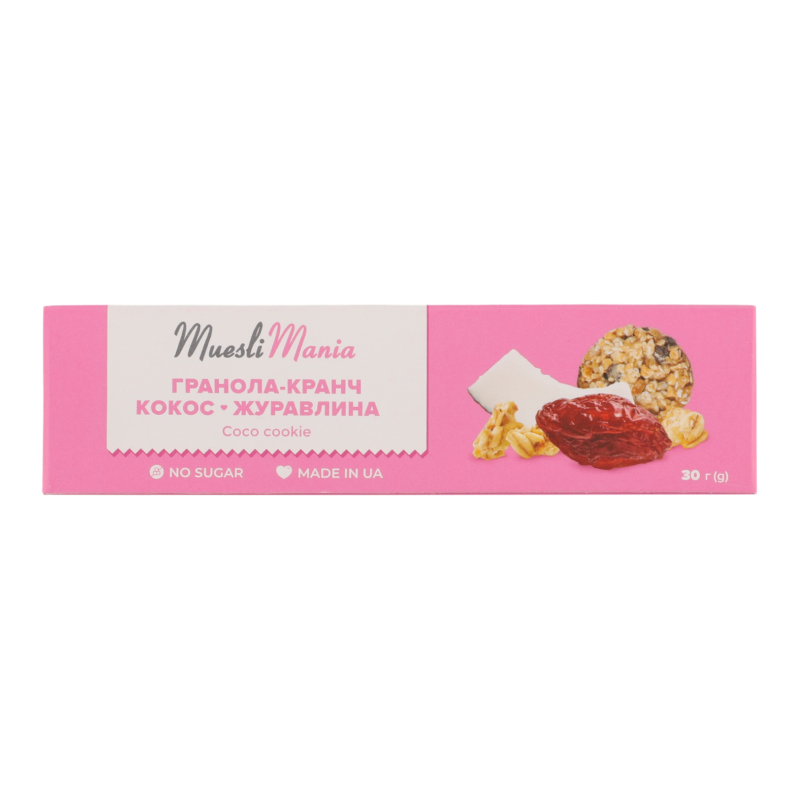 Гранола-кранч з кокосом та журавниною Coco cookie Muesli Mania к/у