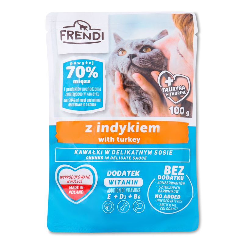 Корм д/котів Шматочки індички в соусі 100г пауч Frendi