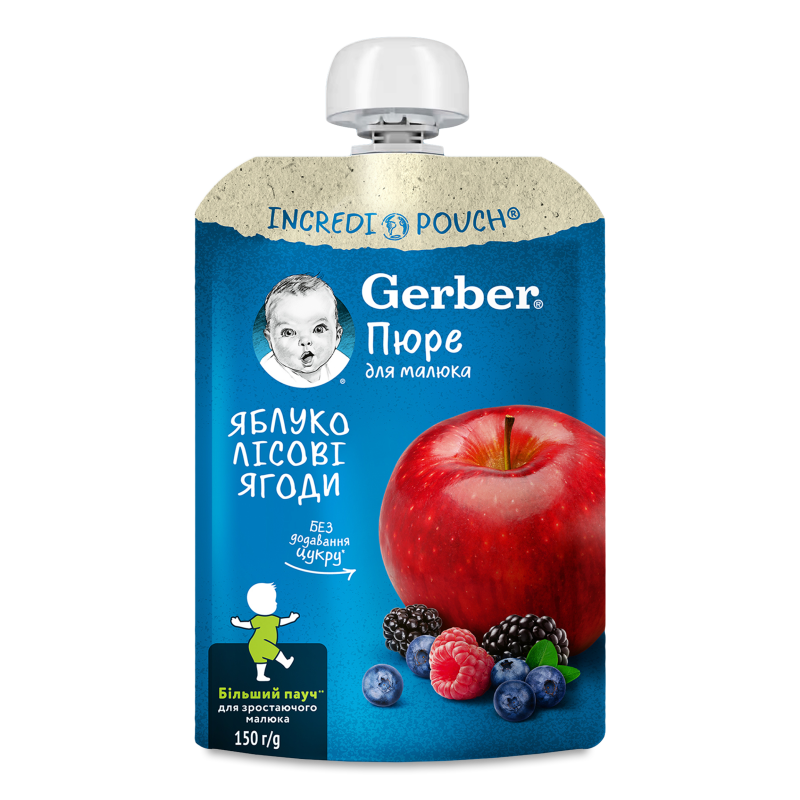Пюре фруктове Яблуко та лісові ягоди від 6місяців 150г пауч Gerber