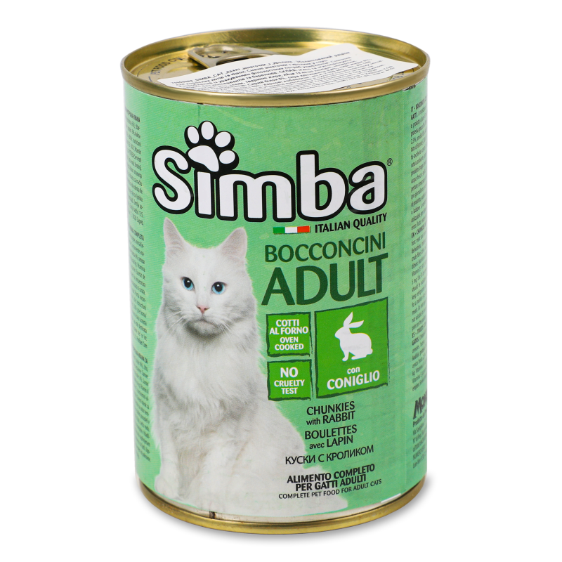 Корм д/котів з кроликом 415г ж/б Сімба