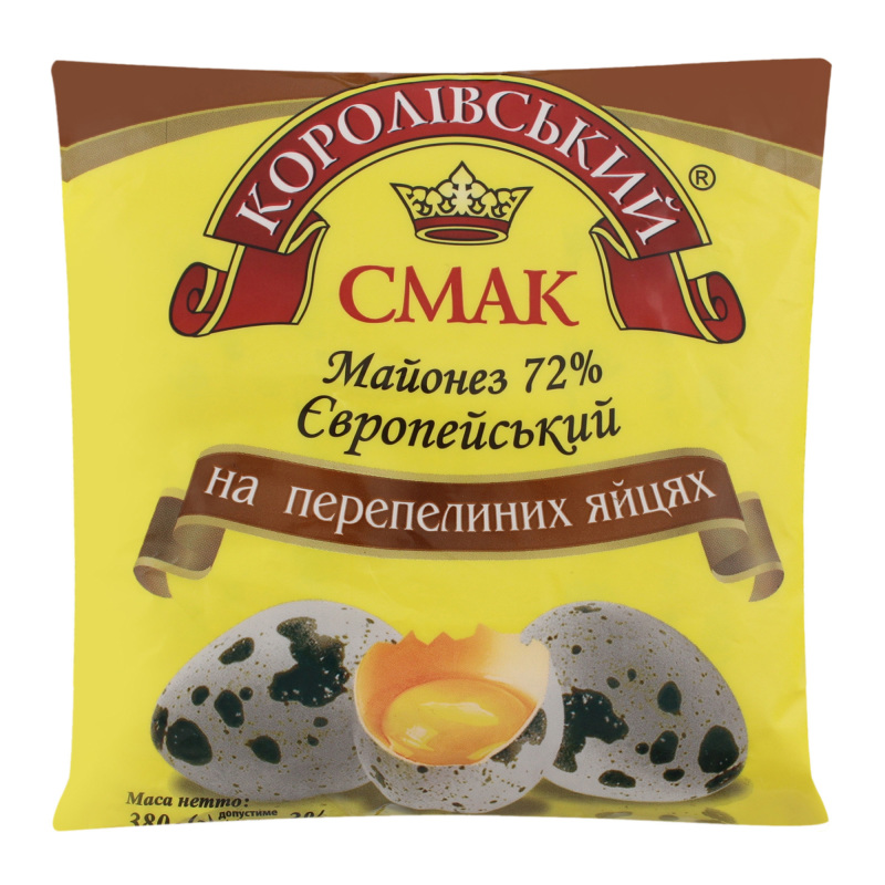 Майонез 72% Європейський на перепелиних яйцях Королівський смак м/у