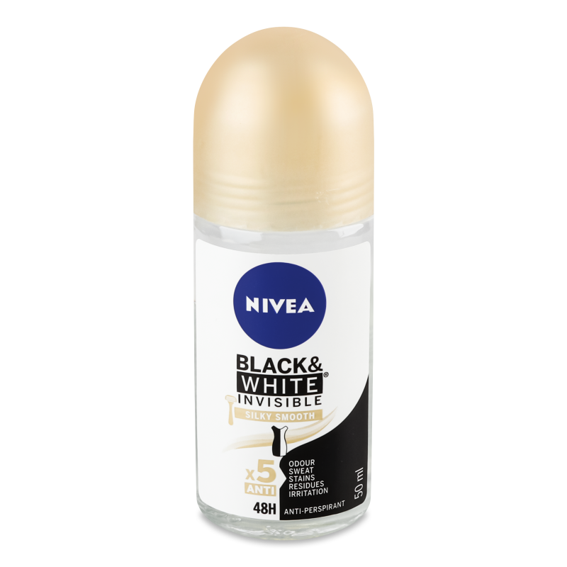 Антиперспірант Black&White Invisible Silky smooth кульковий 50мл Nivea