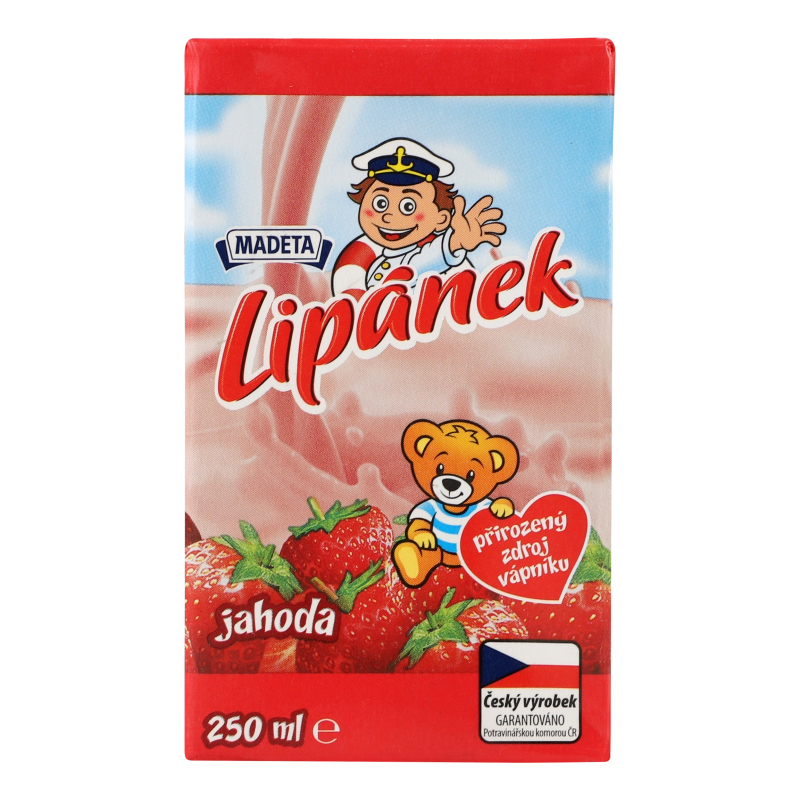 Молоко 1.3% ультрапастеризованное со вкусом клубники Lipanek т/п 250мл ...