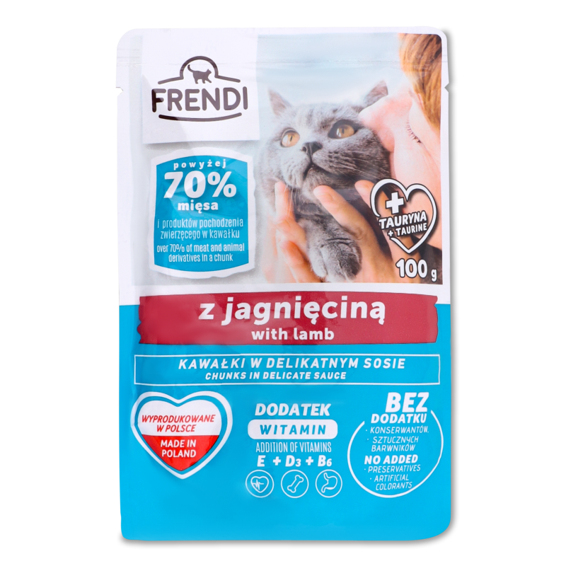 Корм д/котів Шматочки ягня в соусі 100г пауч Frendi