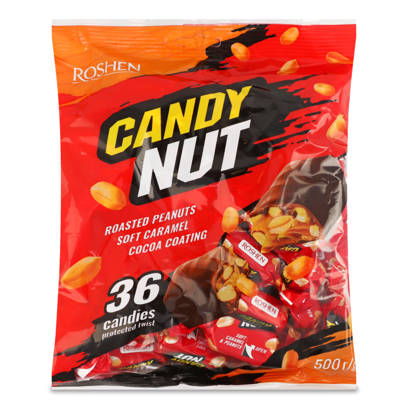 Цукерки Candy Nut м’яка карамель з арахісом 500г Roshen