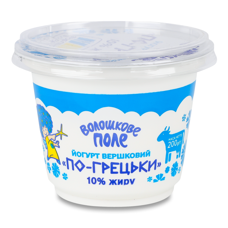 Йогурт По-Грецьки вершковий 10% 200г стакан Волошкове поле