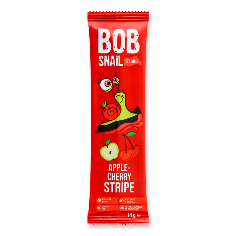 Цукерка фруктова Яблучно-вишневий страйп 14г Bob Snail