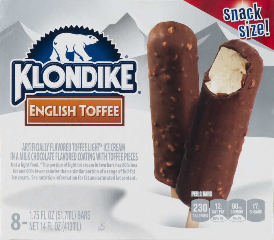 Klondike English Toffee Ice Cream Bars Snack Size 8 CT Klondike
