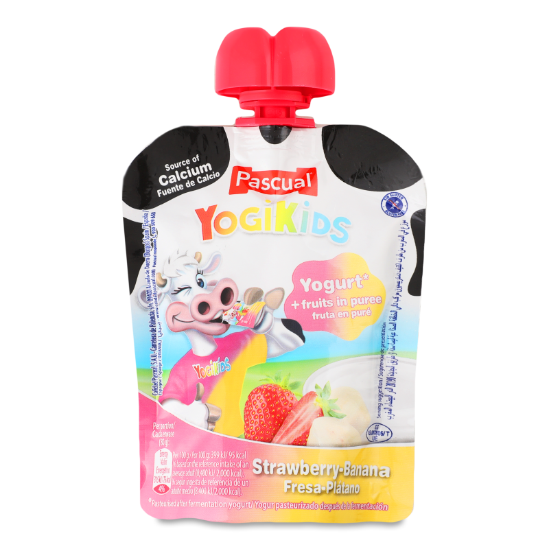 Йогурт питний з смаком полуниці та банана 2,9% 80г пауч Pascual