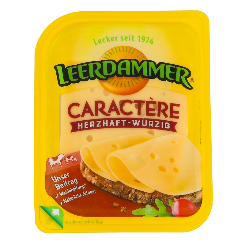 Сир 48% твердий скибками Характер Leerdammer лоток