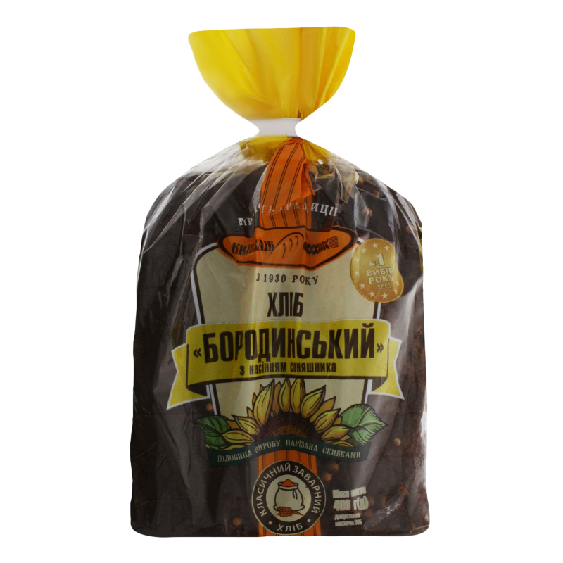 Хліб половинка в нарізці з насінням соняшника Бородинський Київхліб м/у