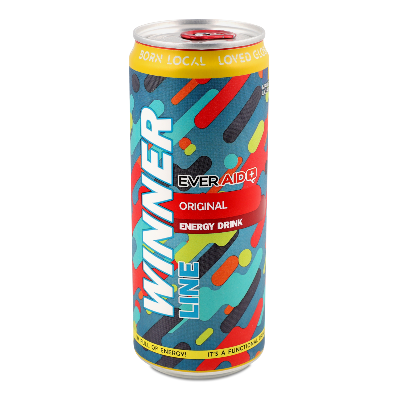 Напій енергетичний безалкогольний Winner Line Original середньогазований 330мл ж/б Ever Aid