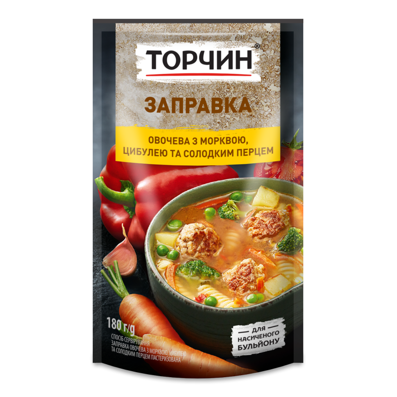 Заправка овочева з морквою цибулею та солодким перцем 180г д/п Торчин