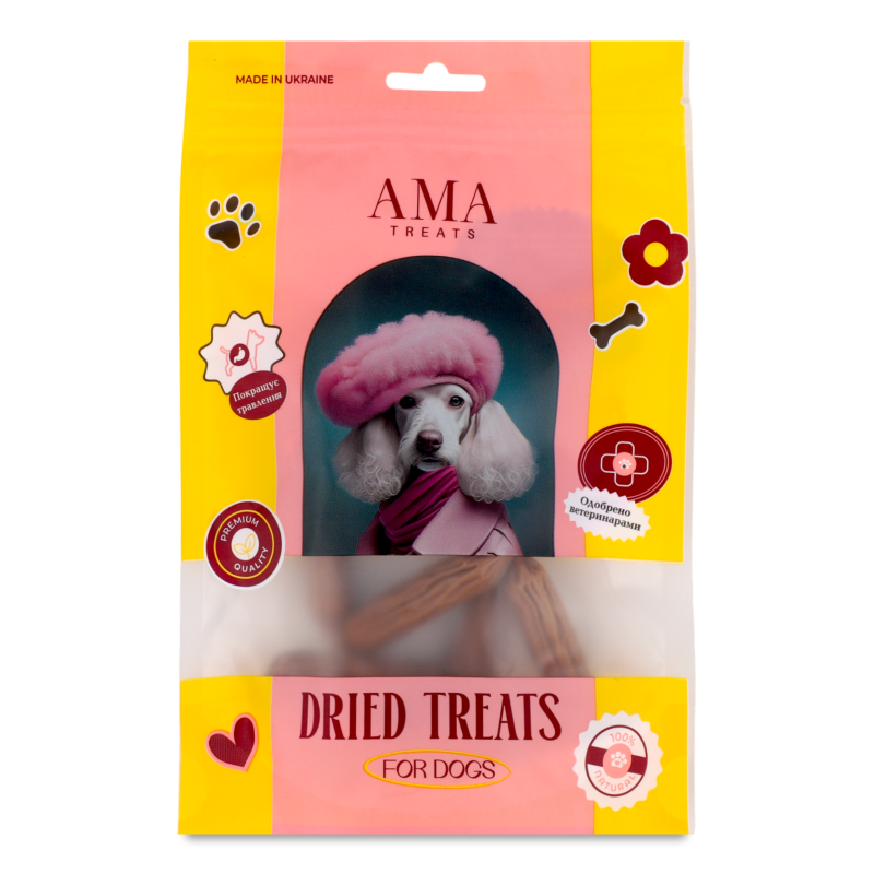 Ласощі д/собак Сосиски курячі 10шт AMA Трітс