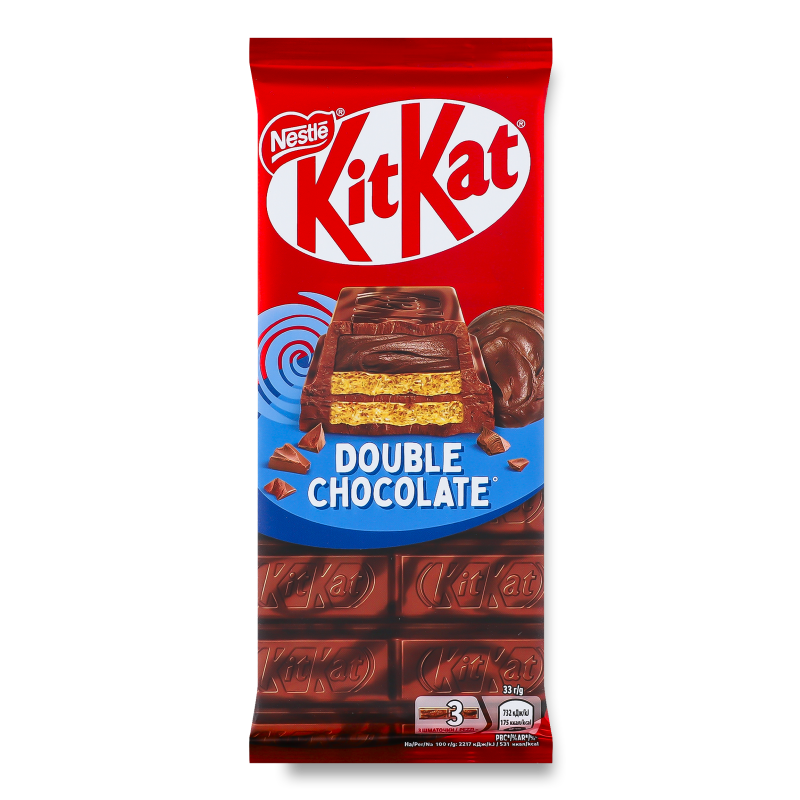 Шоколад Double chocolate молочний та чорний з вафлею та начинкою з какао-порошком 99г Kit Kat