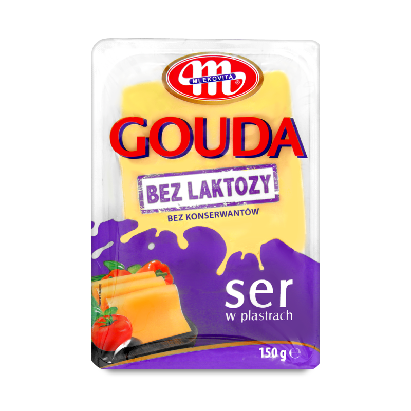 Сир Гауда безлактозний 26% нарізка 150г Mlekovita