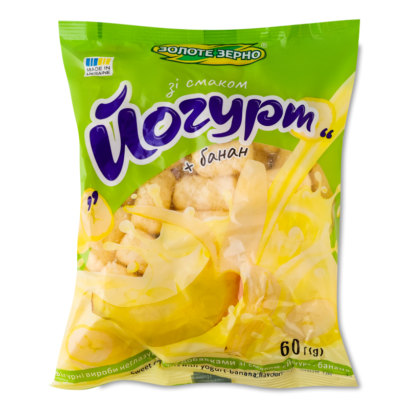 Вироби фігурні з смаком Йогурт+банан неглазуровані 60г Золоте зерно