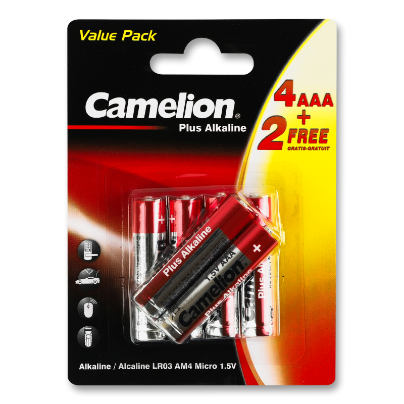 Елемент живлення Plus Alkaline ААА LR03BS-BP 6шт Camelion