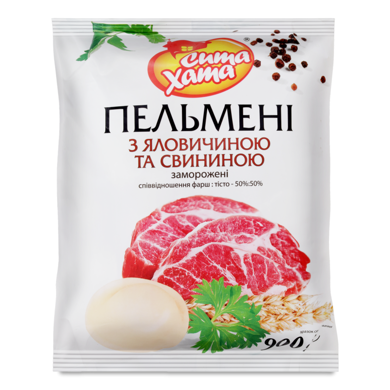 Пельмені з яловичиною та свининою 900г Сита Хата