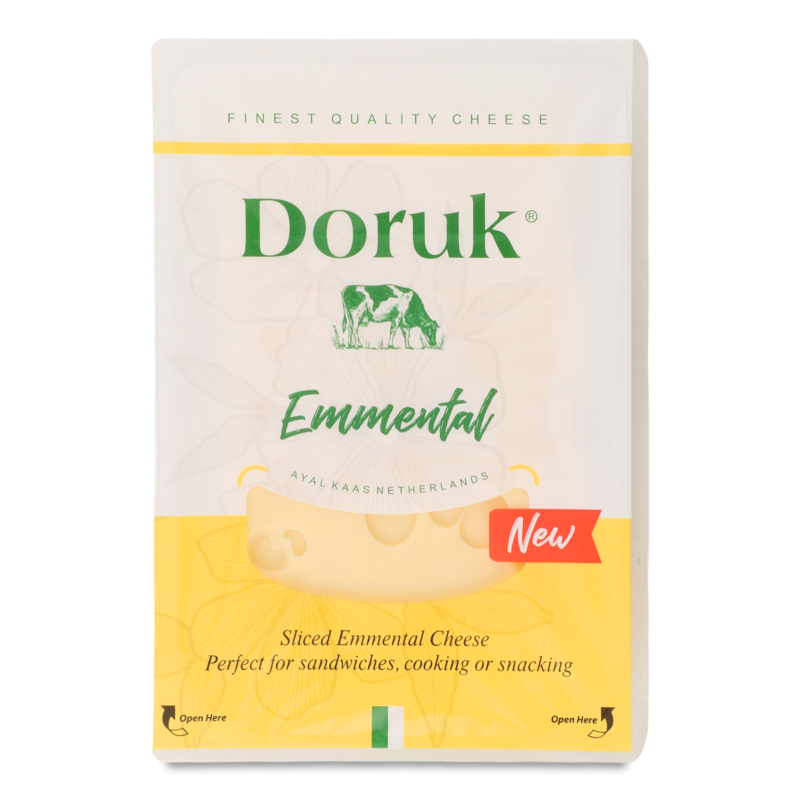 Сир Емменталер 45% нарізаний скибками 100г газ/уп Doruk