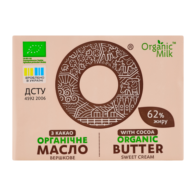 Milkページ Масло сливочное 62% органическое с какао Organic Milk м/у 180г