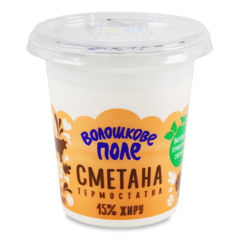 Сметана термостатна 15% 300г стакан Волошкове поле