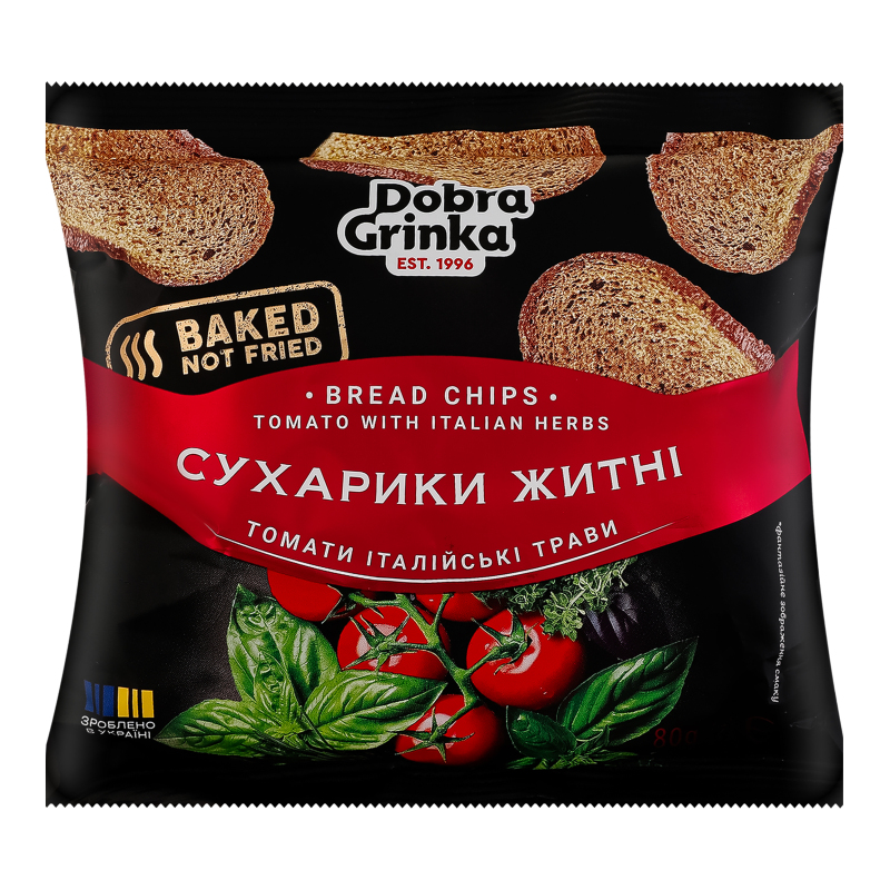 Сухарики житні Томати італійські трави Dobra Grinka м/у